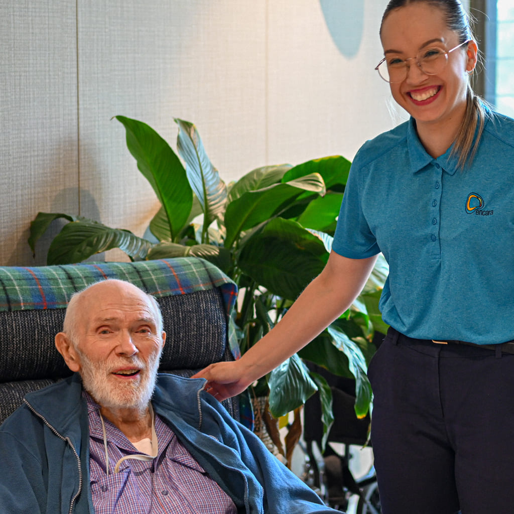 old men with aged care lady